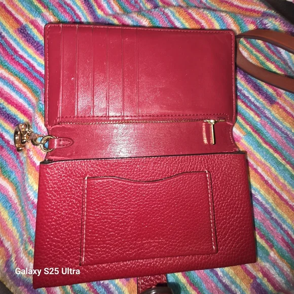 Coach Red Pebble Leather Wallet - Picture 5 of 8